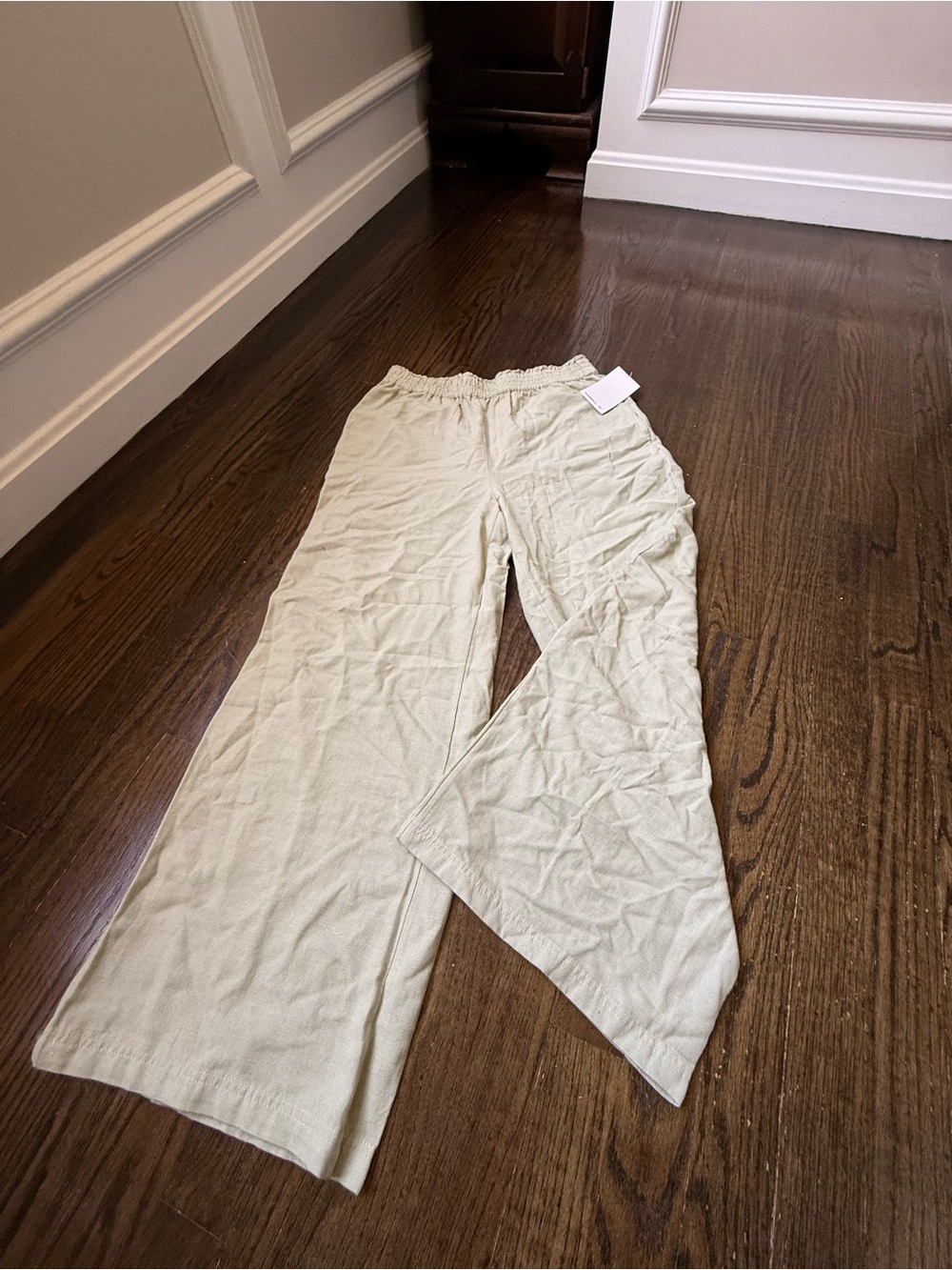 Light green Wide Leg Linen Pants